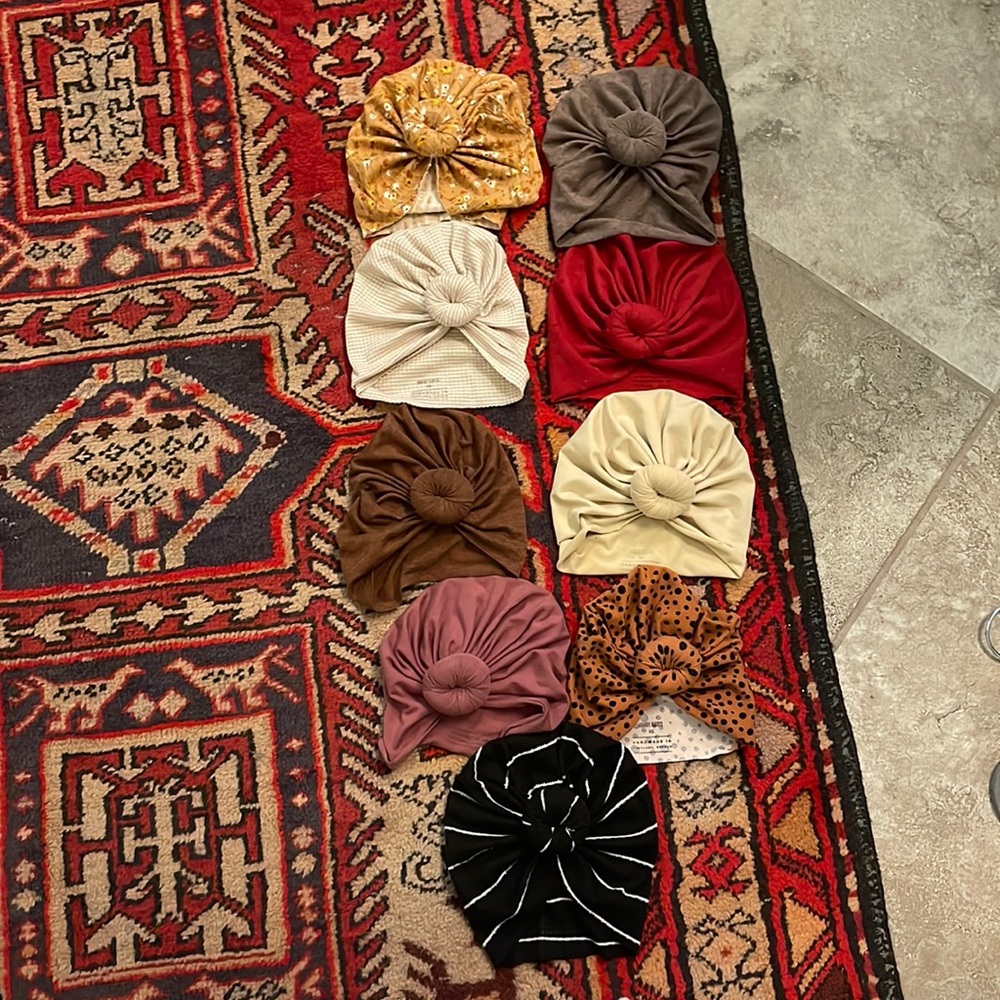 Total of 9 Bunny Knots Turbans Size XS (3-6 Months)